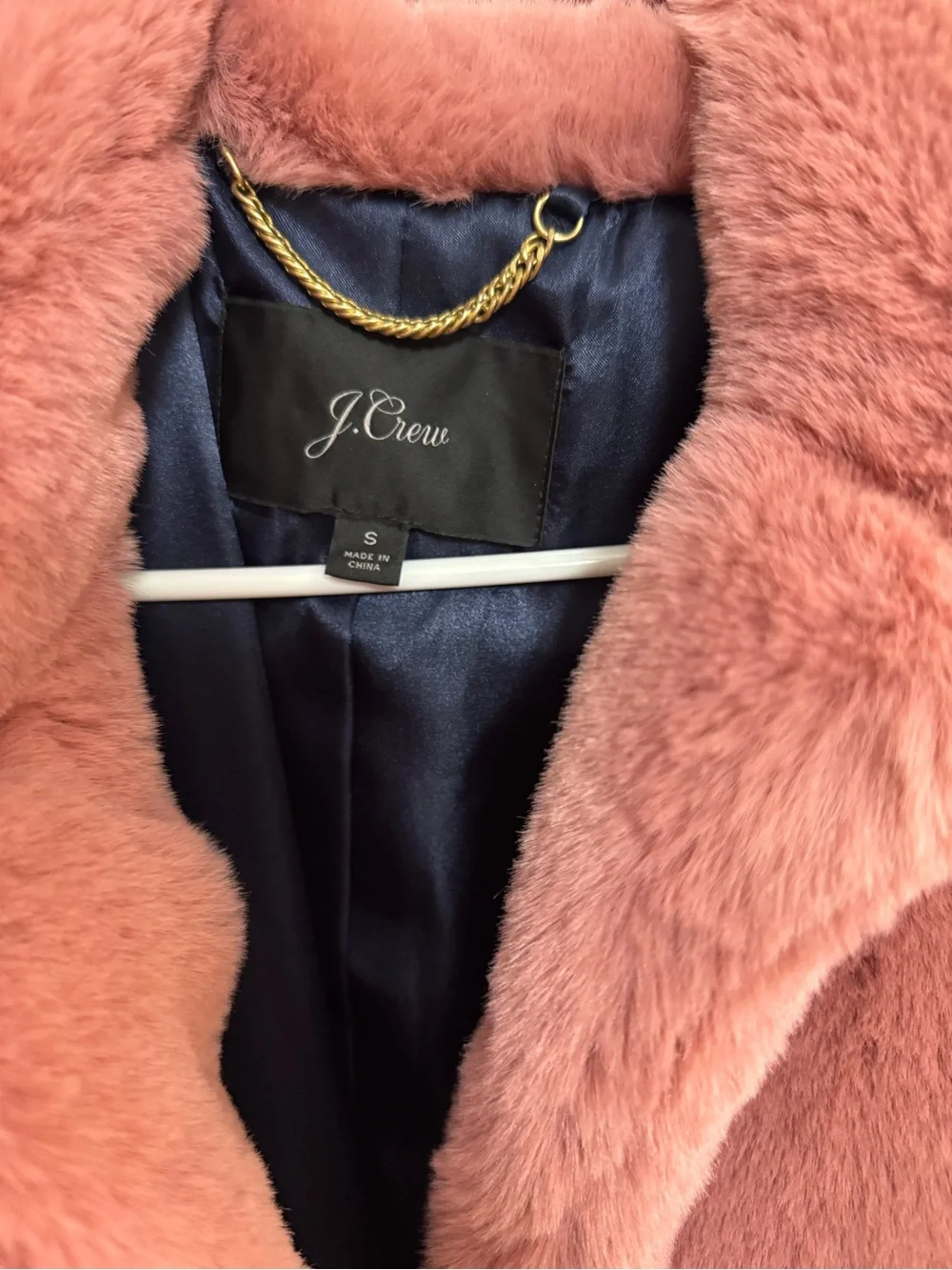 J. Crew Dusty Rose Faux Fur Teddy Coat